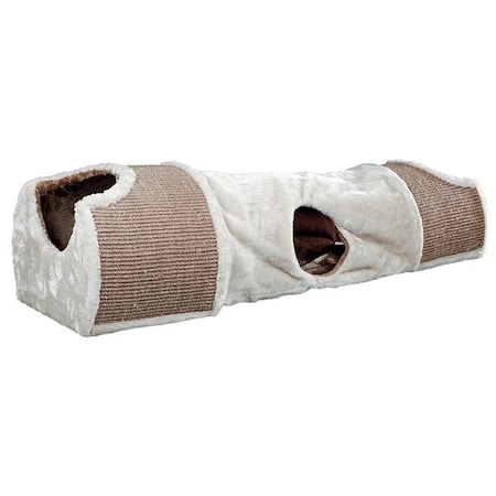 Plush Nesting Tunnel For Cats; Light Gray & Brown